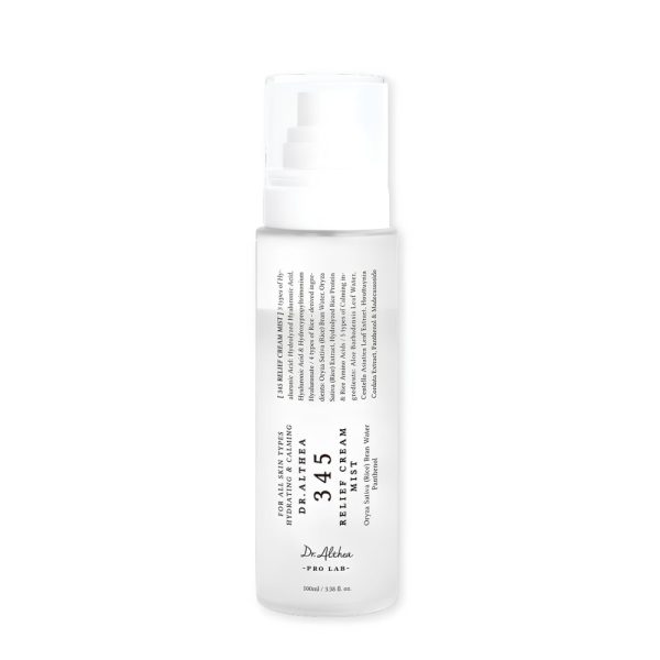 345_cream_mist_1-1 Dr. Althea 345 Relief Cream Mist drėkinamoji veido dulksna 100 ml baltame fone