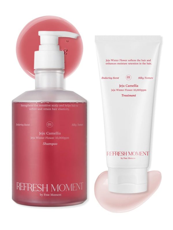 67b363f234fcca7417349d17-refresh-moment-perfume-shampoo FREEMOMENT Jeju Camellia parfumuotas plaukų priežiūros rinkinys su šampūnu ir kondicionieriumi