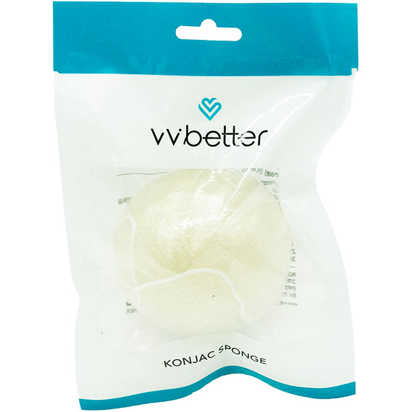 VVBetter Konjac natūrali veido valymo kempinėlė baltame fone